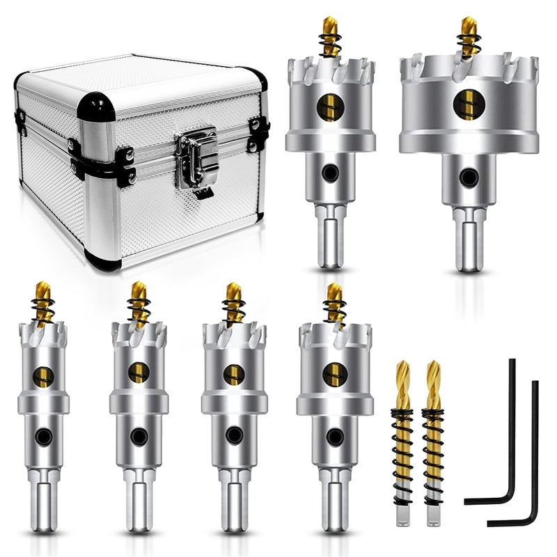 ASNOMY 8PCS TCT Hole Saw Kit for Hard Metal, 3/4"-2" Inch Tungsten Carbide Tipped Hole Saw Set, Heavy Duty Hole Cutter for Metal, Stainless Steel, Iron, Wood, Plastic - Image 1